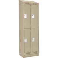Clean Line Lockers, 2 -tier, Bank of 2, 24" x 18" x 82", Steel, Beige, Rivet (Assembled) Toolneeds Inc.