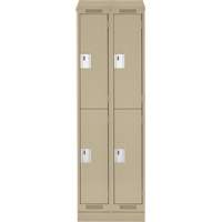 Clean Line Lockers, 2 -tier, Bank of 2, 24" x 18" x 82", Steel, Beige, Rivet (Assembled) Toolneeds Inc.
