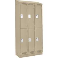 Clean Line Lockers, 2 -tier, Bank of 3, 36" x 18" x 82", Steel, Beige, Rivet (Assembled) Toolneeds Inc.