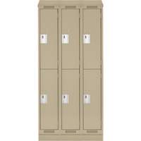 Clean Line Lockers, 2 -tier, Bank of 3, 36" x 18" x 82", Steel, Beige, Rivet (Assembled) Toolneeds Inc.
