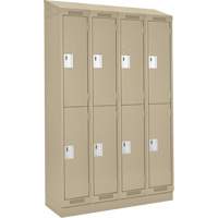 Clean Line Lockers, 2 -tier, Bank of 4, 48" x 18" x 82", Steel, Beige, Rivet (Assembled) Toolneeds Inc.
