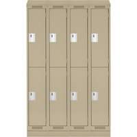 Clean Line Lockers, 2 -tier, Bank of 4, 48" x 18" x 82", Steel, Beige, Rivet (Assembled) Toolneeds Inc.