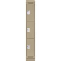 Clean Line Lockers, 3 -tier, 12" x 18" x 82", Steel, Beige, Rivet (Assembled) Toolneeds Inc.
