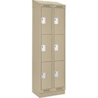 Clean Line Lockers, 3 -tier, Bank of 2, 24" x 18" x 82", Steel, Beige, Rivet (Assembled) Toolneeds Inc.