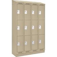 Clean Line Lockers, 3 -tier, Bank of 4, 48" x 18" x 82", Steel, Beige, Rivet (Assembled) Toolneeds Inc.