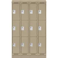 Clean Line Lockers, 3 -tier, Bank of 4, 48" x 18" x 82", Steel, Beige, Rivet (Assembled) Toolneeds Inc.