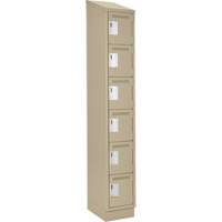 Clean Line Lockerette , 6 -tier, 12" x 18" x 82", Steel, Beige, Rivet (Assembled) Toolneeds Inc.