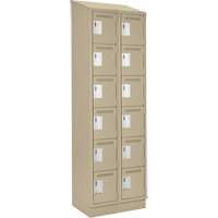 Clean Line Lockerette , 6 -tier, Bank of 2, 24" x 18" x 82", Steel, Beige, Rivet (Assembled) Toolneeds Inc.