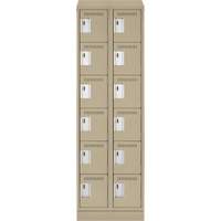 Clean Line Lockerette , 6 -tier, Bank of 2, 24" x 18" x 82", Steel, Beige, Rivet (Assembled) Toolneeds Inc.