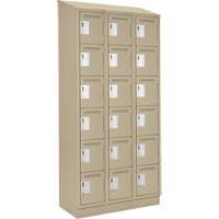 Clean Line Lockerette , 6 -tier, Bank of 3, 36" x 18" x 82", Steel, Beige, Rivet (Assembled) Toolneeds Inc.