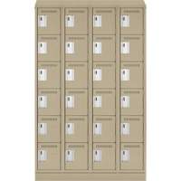 Clean Line Lockerette , 6 -tier, Bank of 4, 48" x 18" x 82", Steel, Beige, Rivet (Assembled) Toolneeds Inc.