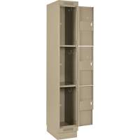 Clean Line Lockers, 3 -tier, Bank of 4, 48" x 18" x 76", Steel, Beige, Rivet (Assembled) Toolneeds Inc.
