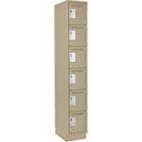 Clean Line Lockerette, 6 -tier, 12" x 18" x 76", Steel, Beige, Rivet (Assembled) Toolneeds Inc.