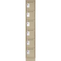 Clean Line Lockerette, 6 -tier, 12" x 18" x 76", Steel, Beige, Rivet (Assembled) Toolneeds Inc.