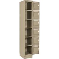 Clean Line Lockerette, 6 -tier, Bank of 4, 48" x 18" x 76", Steel, Beige, Rivet (Assembled) Toolneeds Inc.