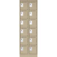 Clean Line Lockerette, 6 -tier, Bank of 2, 24" x 18" x 76", Steel, Beige, Rivet (Assembled) Toolneeds Inc.