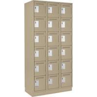 Clean Line Lockerette, 6 -tier, Bank of 3, 36" x 18" x 76", Steel, Beige, Rivet (Assembled) Toolneeds Inc.