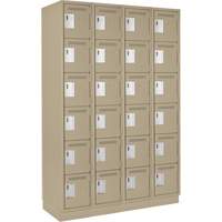 Clean Line Lockerette, 6 -tier, Bank of 4, 48" x 18" x 76", Steel, Beige, Rivet (Assembled) Toolneeds Inc.