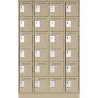 Clean Line Lockerette, 6 -tier, Bank of 4, 48" x 18" x 76", Steel, Beige, Rivet (Assembled) Toolneeds Inc.