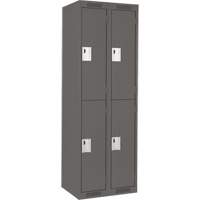 Clean Line Lockers, 2 -tier, Bank of 2, 24" x 18" x 72", Steel, Charcoal, Rivet (Assembled) Toolneeds Inc.