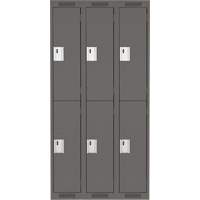 Clean Line Lockers, 2 -tier, Bank of 3, 36" x 18" x 72", Steel, Charcoal, Rivet (Assembled) Toolneeds Inc.