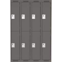 Clean Line Lockers, 2 -tier, Bank of 4, 48" x 18" x 72", Steel, Charcoal, Rivet (Assembled) Toolneeds Inc.