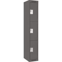 Clean Line Lockers, 3 -tier, 12" x 18" x 72", Steel, Charcoal, Rivet (Assembled) Toolneeds Inc.