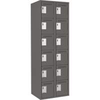 Clean Line Lockerette, 6 -tier, Bank of 2, 24" x 18" x 72", Steel, Charcoal, Rivet (Assembled) Toolneeds Inc.