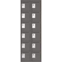 Clean Line Lockerette, 6 -tier, Bank of 2, 24" x 18" x 72", Steel, Charcoal, Rivet (Assembled) Toolneeds Inc.