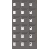 Clean Line Lockerette, 6 -tier, Bank of 3, 36" x 18" x 72", Steel, Charcoal, Rivet (Assembled) Toolneeds Inc.