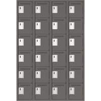Clean Line Lockerette, 6 -tier, Bank of 4, 48" x 18" x 72", Steel, Charcoal, Rivet (Assembled) Toolneeds Inc.
