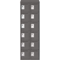 Clean Line Lockerette, 6 -tier, Bank of 2, 24" x 18" x 78", Steel, Charcoal, Rivet (Assembled) Toolneeds Inc.