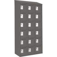 Clean Line Lockerette, 6 -tier, Bank of 3, 36" x 18" x 78", Steel, Charcoal, Rivet (Assembled) Toolneeds Inc.