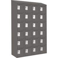 Clean Line Lockerette, 6 -tier, Bank of 4, 48" x 18" x 78", Steel, Charcoal, Rivet (Assembled) Toolneeds Inc.