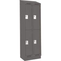 Clean Line Lockers, 2 -tier, Bank of 2, 24" x 18" x 82", Steel, Charcoal, Rivet (Assembled) Toolneeds Inc.