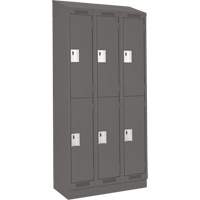 Clean Line Lockers, 2 -tier, Bank of 3, 36" x 18" x 82", Steel, Charcoal, Rivet (Assembled) Toolneeds Inc.