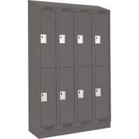 Clean Line Lockers, 2 -tier, Bank of 4, 48" x 18" x 82", Steel, Charcoal, Rivet (Assembled) Toolneeds Inc.