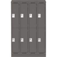 Clean Line Lockers, 2 -tier, Bank of 4, 48" x 18" x 82", Steel, Charcoal, Rivet (Assembled) Toolneeds Inc.