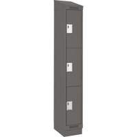 Clean Line Lockers, 3 -tier, 12" x 18" x 82", Steel, Charcoal, Rivet (Assembled) Toolneeds Inc.
