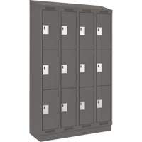 Clean Line Lockers, 3 -tier, Bank of 4, 48" x 18" x 82", Steel, Charcoal, Rivet (Assembled) Toolneeds Inc.