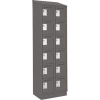 Clean Line Lockerette, 6 -tier, Bank of 2, 24" x 18" x 82", Steel, Charcoal, Rivet (Assembled) Toolneeds Inc.