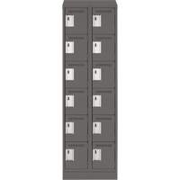 Clean Line Lockerette, 6 -tier, Bank of 2, 24" x 18" x 82", Steel, Charcoal, Rivet (Assembled) Toolneeds Inc.