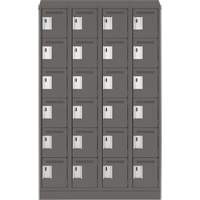 Clean Line Lockerette, 6 -tier, Bank of 4, 48" x 18" x 82", Steel, Charcoal, Rivet (Assembled) Toolneeds Inc.