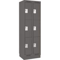 Clean Line Lockers, 3 -tier, Bank of 2, 24" x 18" x 76", Steel, Charcoal, Rivet (Assembled) Toolneeds Inc.