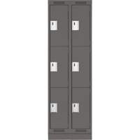 Clean Line Lockers, 3 -tier, Bank of 2, 24" x 18" x 76", Steel, Charcoal, Rivet (Assembled) Toolneeds Inc.