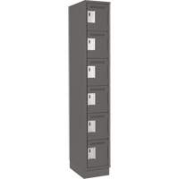 Clean Line Lockerette, 6 -tier, 12" x 18" x 76", Steel, Charcoal, Rivet (Assembled) Toolneeds Inc.