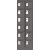 Clean Line Lockerette, 6 -tier, Bank of 2, 24" x 18" x 76", Steel, Charcoal, Rivet (Assembled) Toolneeds Inc.