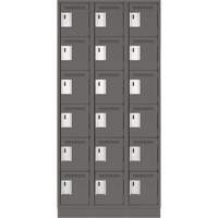 Clean Line Lockerette, 6 -tier, Bank of 3, 36" x 18" x 76", Steel, Charcoal, Rivet (Assembled) Toolneeds Inc.