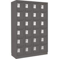 Clean Line Lockerette, 6 -tier, Bank of 4, 48" x 18" x 76", Steel, Charcoal, Rivet (Assembled) Toolneeds Inc.