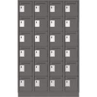 Clean Line Lockerette, 6 -tier, Bank of 4, 48" x 18" x 76", Steel, Charcoal, Rivet (Assembled) Toolneeds Inc.